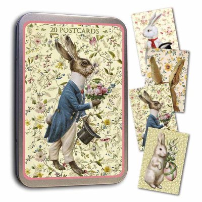 Vintage Post cards 20 pcs in tin box Easter bunny